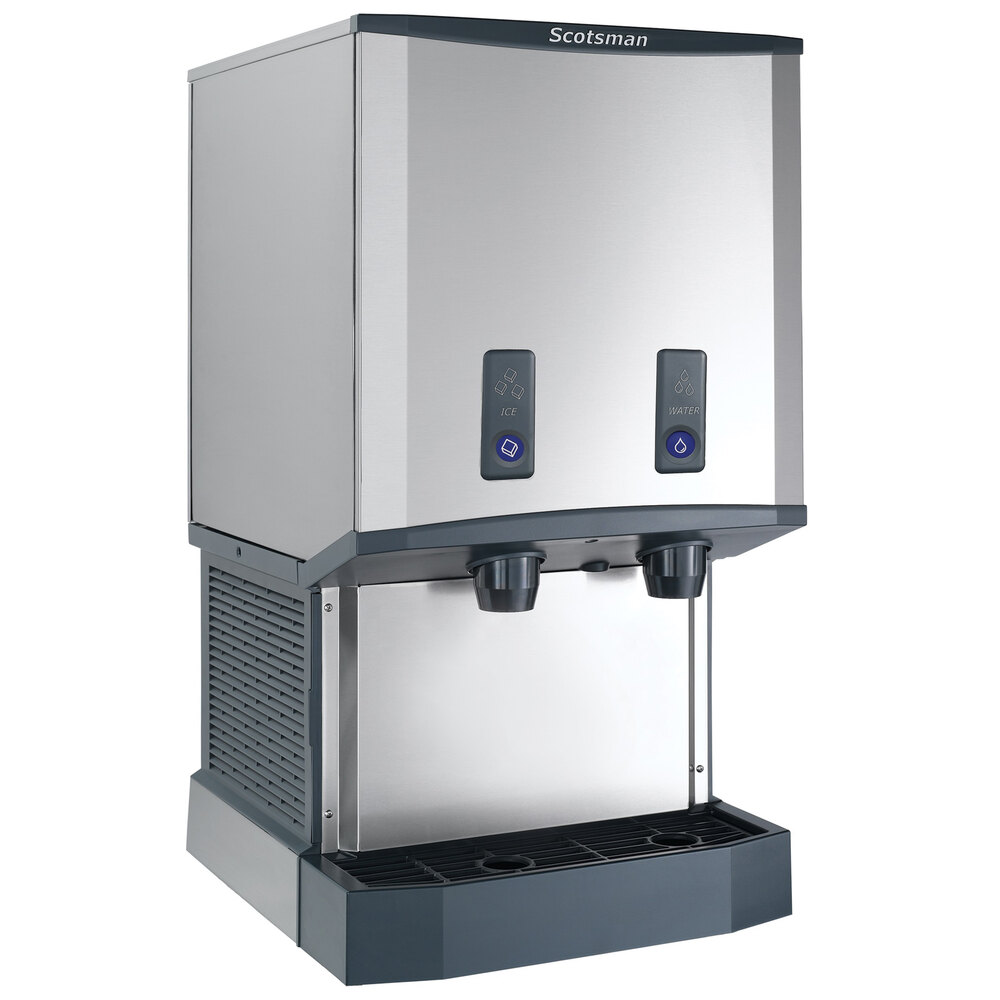 Scotsman HID540WBX-1A Meridian® Water-Cooled Countertop Nugget Ice Machine and Water Dispenser with Push Button Dispensing - 40 lb. Bin Capacity