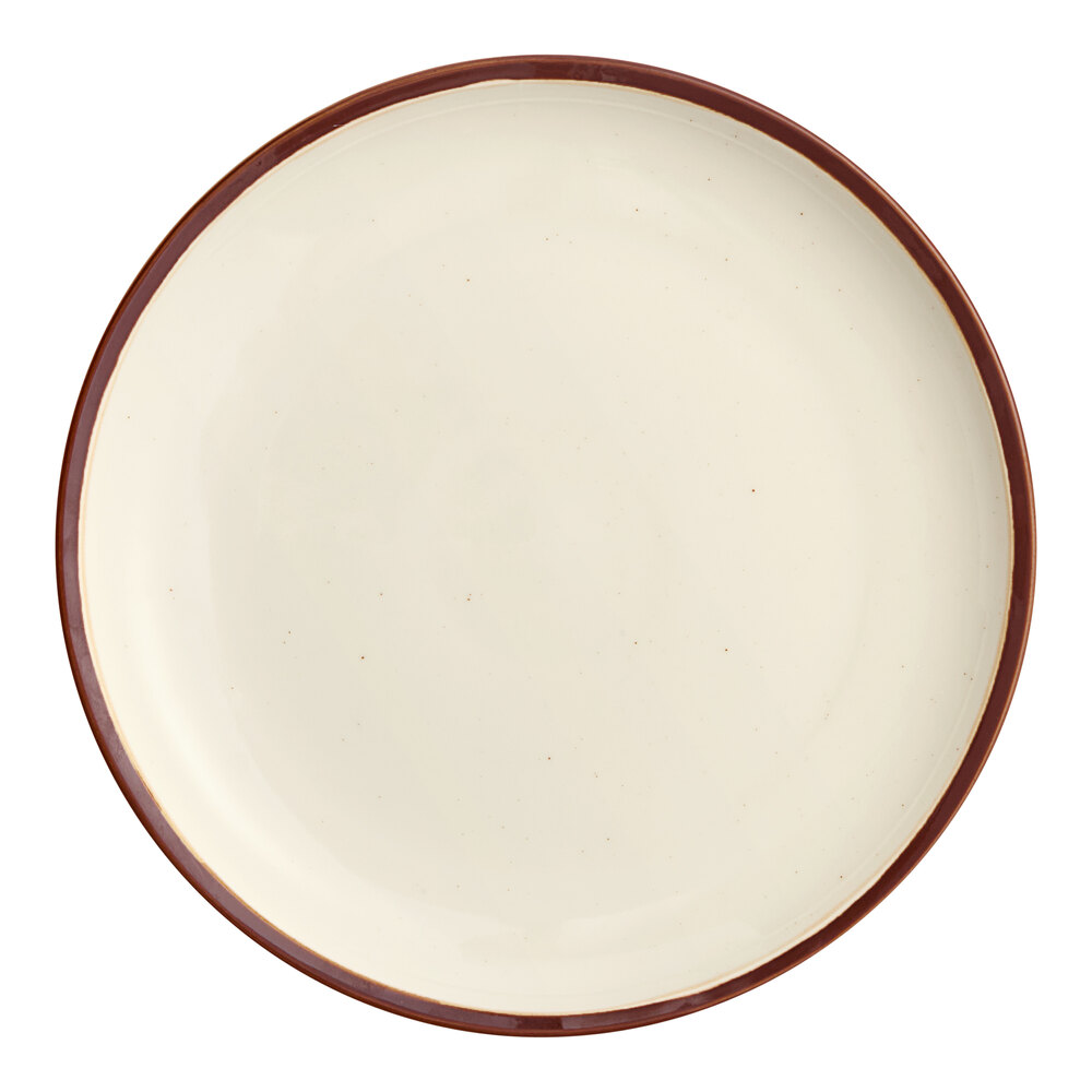 Acopa Keystone 10 1/2" Vanilla Bean Stoneware Coupe Plate - Sample