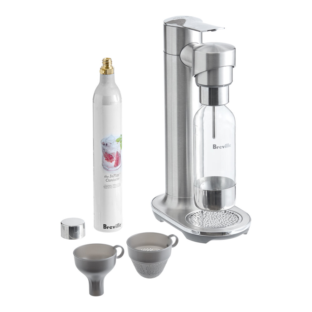 Breville Commercial BCA800BSS0ZNA2 InFizz Fusion Sparkling Beverage Carbonator with 34 oz. Bottle and CO2 Canister