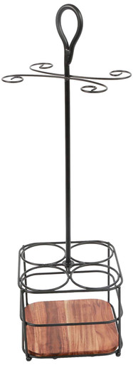 DEI Metal Wine Bottle and Glass Caddy