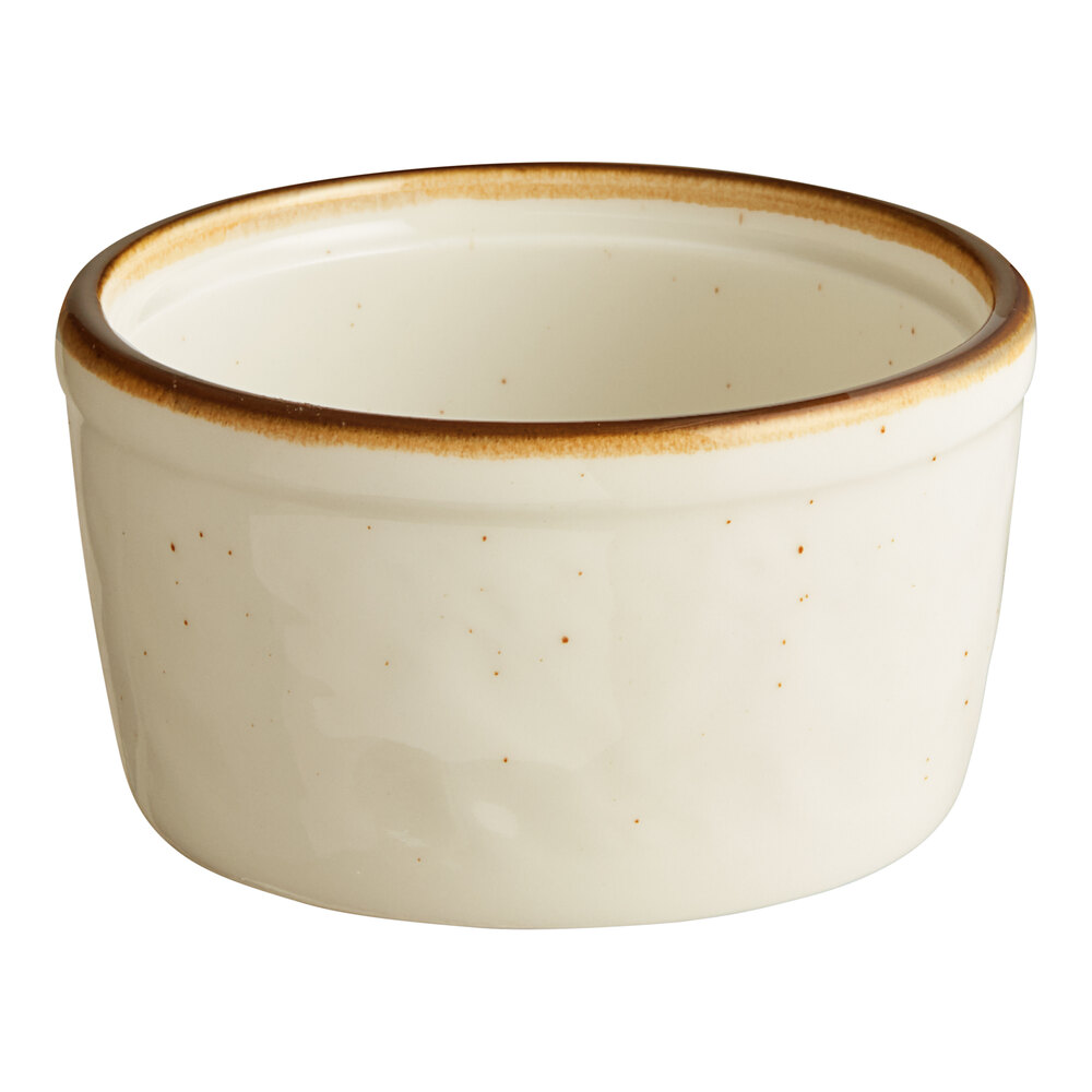 Acopa Keystone 4 oz. Vanilla Bean Stoneware Ramekin - Sample