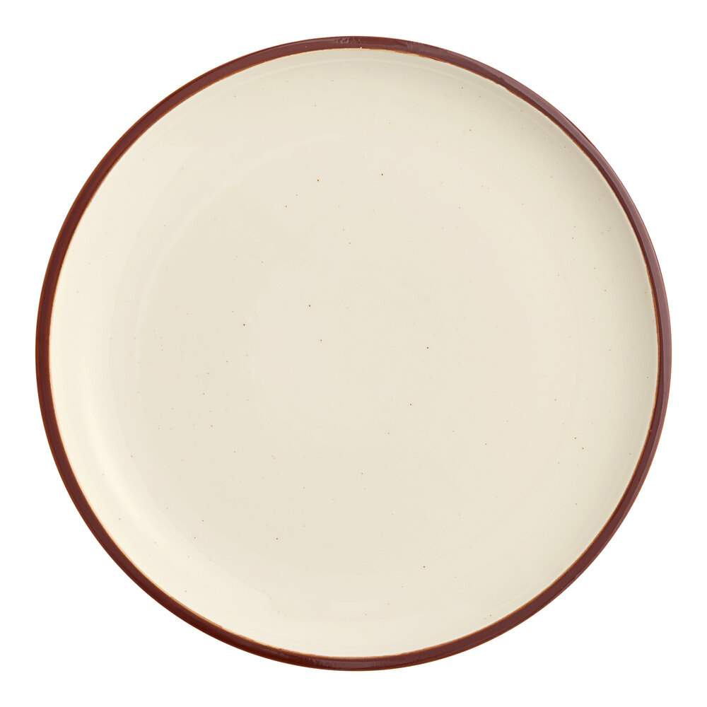Acopa Keystone 12 1/2" Vanilla Bean Stoneware Coupe Plate - Sample
