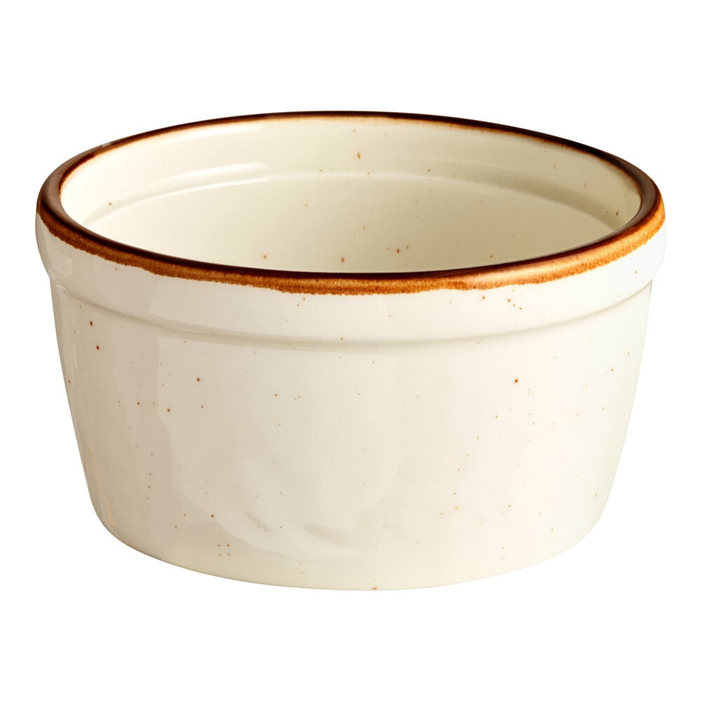 Acopa Keystone 7 oz. Vanilla Bean Stoneware Ramekin - Sample