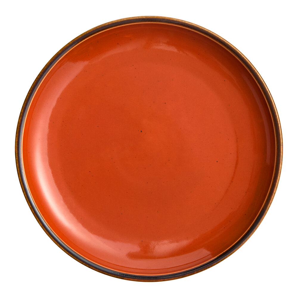 Acopa Keystone 10 1/2" Sedona Orange Stoneware Coupe Plate - Sample