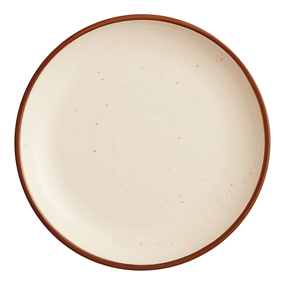 Acopa Keystone 8 1/2" Vanilla Bean Stoneware Coupe Plate - Sample