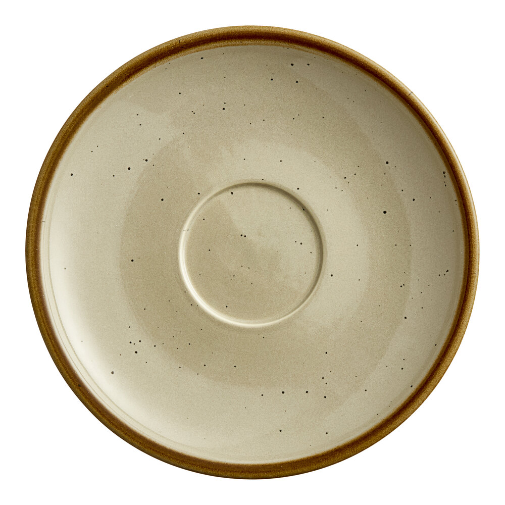Acopa Keystone 6 1/2" Granite Gray Stoneware Saucer - Sample
