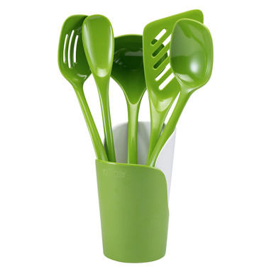 Gourmac Melamine 6pc Utensils & Crock, Green (3106-5GR)