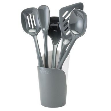 Gourmac Melamine 6pc Utensils & Crock, Gray (3106-5GY)
