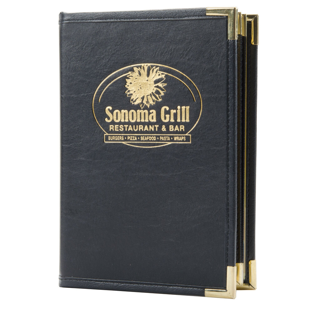 Menu Solutions RS170A Royal Select Series 5 1/2" x 8 1/2" Customizable Leather-Like 10 View Booklet Menu Cover