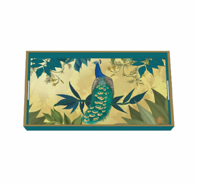 Paperproducts Design Lacquered Wood Vanity Tray, Gilded Peacock (32076)