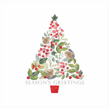 Paperproducts Design Beverage Napkins, Merry Greetings, White - 2 Packs (325002406)