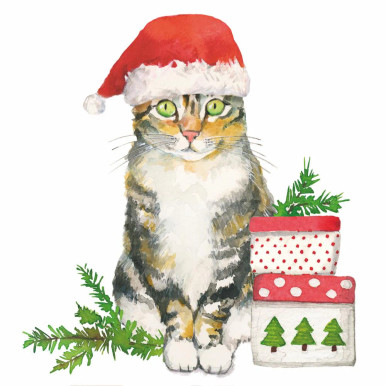 Paperproducts Design Beverage Napkins, Christmas Kitty - 2 Packs (3253781)