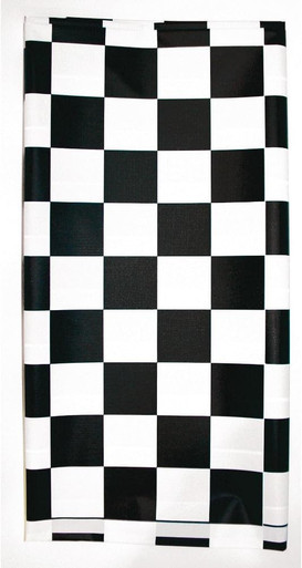 CEG Plastic Table Cover, 29"x72", Black & White Check - Elastic Corners (37497)