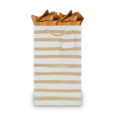 The Gift Wrap Company Double Bottle Bag, Golden Stripe (4178-10)
