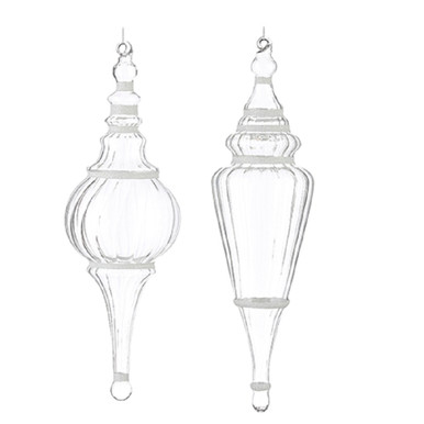 Raz Imports Clear Glittery Finial Ornament, Set of 2 (4224530)