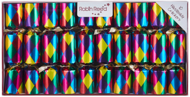 Robin Reed 8.5" Christmas Crackers, Harlequin Parade Design - Box of 10 (42302)