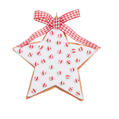 RAZ Imports Peppermint Sprinkles Cookie Ornament, Star - 4.5" (4315558A)