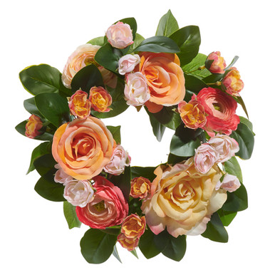 Raz Imports Silk Mini Wreath Candle Ring, Rose & Ranunculus - 13" (4402226)