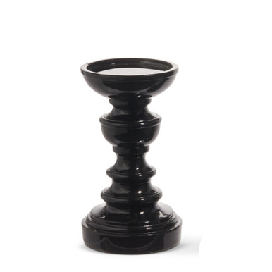 Raz Imports High Shine Black Candle Holder - 7" (4412114A)