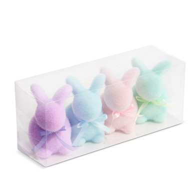 Raz Imports Flocked Bunnies, Box of 4 - 4" (4453324)