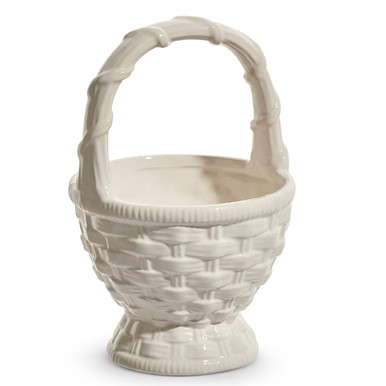 Raz Imports Ceramic Basket, White - 7.5" (4501602)