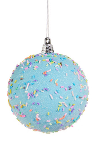 RAZ Imports 4" Sprinkled Ball Ornament, Blue (4514868A)