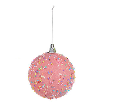 RAZ Imports 4" Sprinkled Ball Ornament, Pink (4514868B)