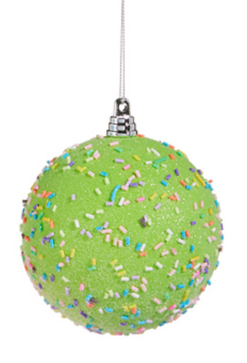RAZ Imports 4" Sprinkled Ball Ornament, Green (4514868C)
