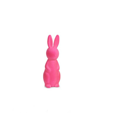 Raz Imports Flocked Bunny, Bright Pink - 15" (4516151C)