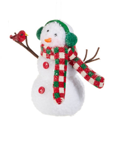 RAZ Imports 7" Snowman Plush Ornament with Earmuff (4516598B)