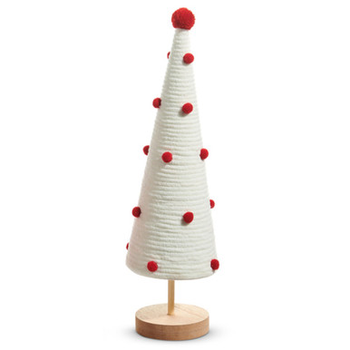RAZ Imports 15" Red and White Pom Pom Tree (4516714A)