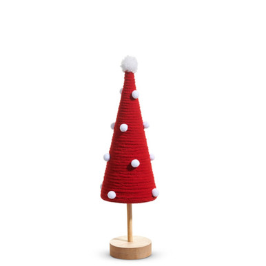 RAZ Imports 12" Red and White Pom Pom Tree (4516714B)