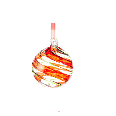 RAZ Imports 4" Tricolor Spiral Glass Ornament - Ball Shape (4522918A)