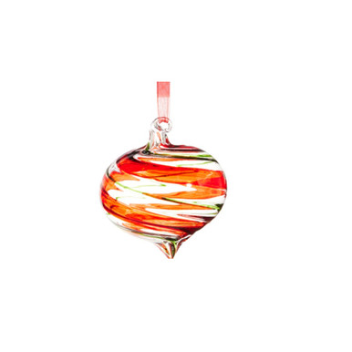 RAZ Imports 4" Tricolor Spiral Glass Ornament - Onion Shape (4522918C)