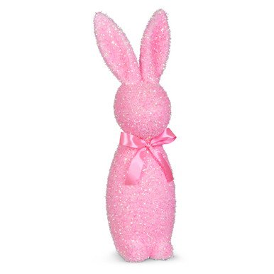 Raz Imports Flocked Bunny, Iridescent Pink - 16" (4532764)