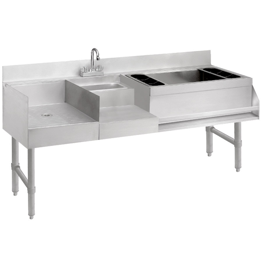 Advance Tabco CRU-60R-7 Stainless Steel Uni-Serv Speed Bar with 7-Circuit Cold Plate - 60" x 21" (Right Side Ice Bin)