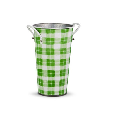 RAZ Imports Gingham Bucket, Green - 11" (4559052LG)