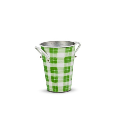 RAZ Imports Gingham Bucket, Green - 7" (4559052SM)