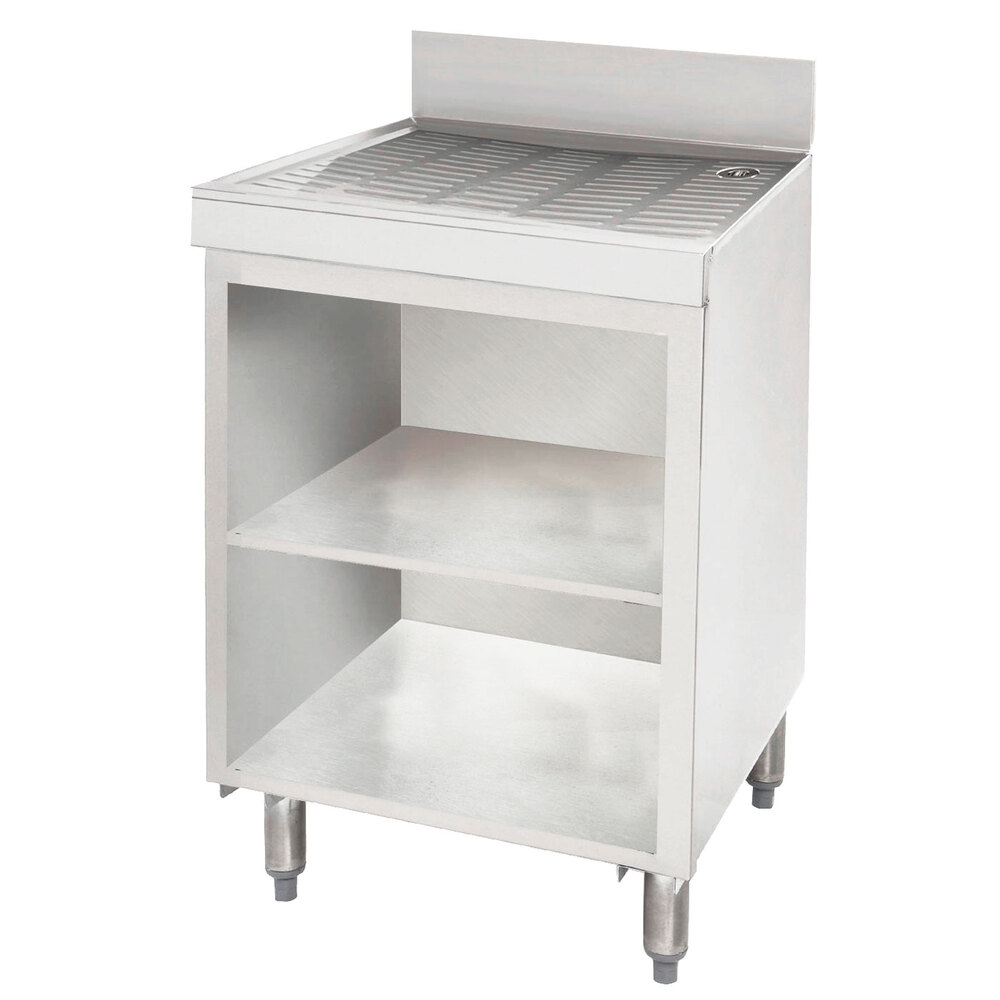 Advance Tabco CRD-30BM Stainless Steel Drainboard Storage Cabinet with Open Front Base and Mid-Shelf - 30" x 21"