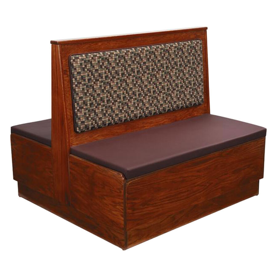 American Tables & Seating 46" Long Plain Back Platform Seat Double Wood Booth - 48" High