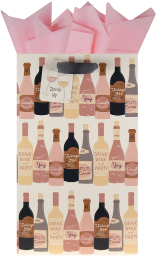 The Gift Wrap Company Double Bottle Bag, Drink Up (4922-10)