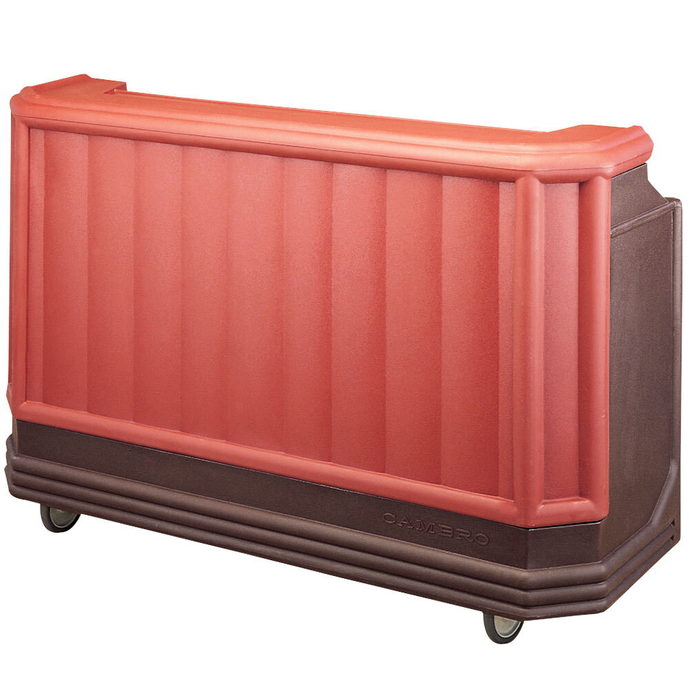 Cambro BAR730CP189 Mahogany Brown Cambar® 73" Portable Bar with 7 Bottle Speed Rail and Cold Plate