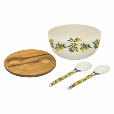 Paperproducts Design Bamboo Salad Bowl Set, Lemon Musée (50014)