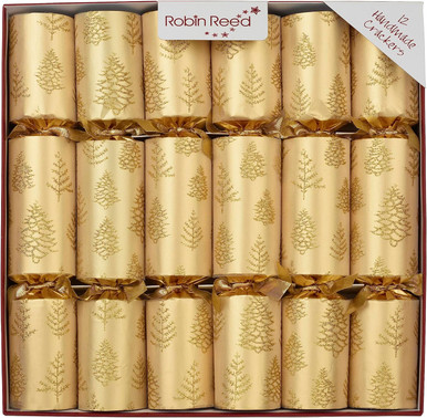 Robin Reed 10" Christmas Crackers, Gold Tree Flakes - Box of 12 (52307)