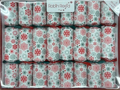 Robin Reed Classic Christmas Crackers, Snow Burst Design - Box of 8 (52415)