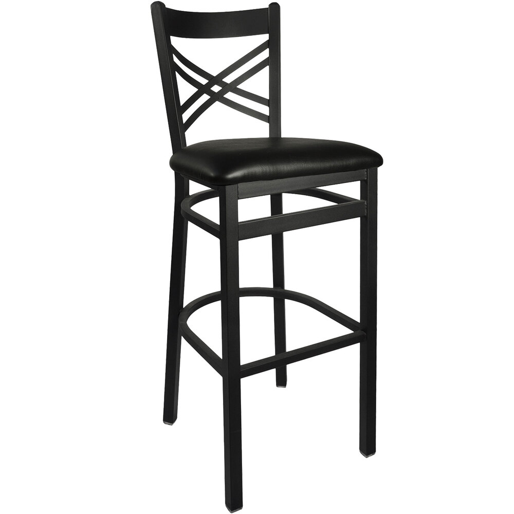 BFM Seating Akrin Metal Barstool with 2" Black Vinyl Seat
