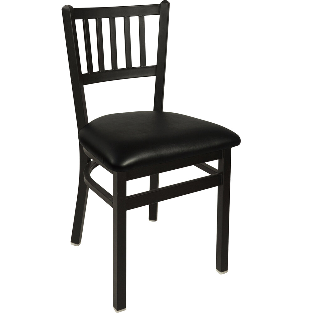 BFM Seating Troy Sand Black Steel Side Chair with 2" Black Vinyl Seat