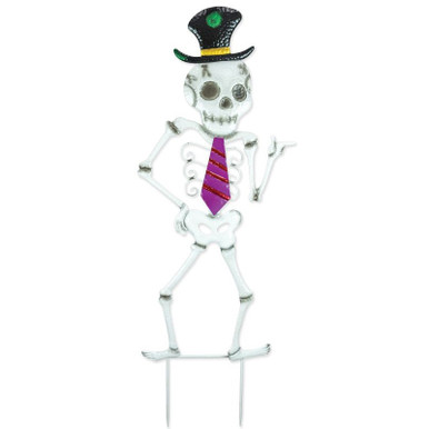 Hanna's Handiworks Lawn Stake, Spooky Skeleton - Purple tie (55006A)