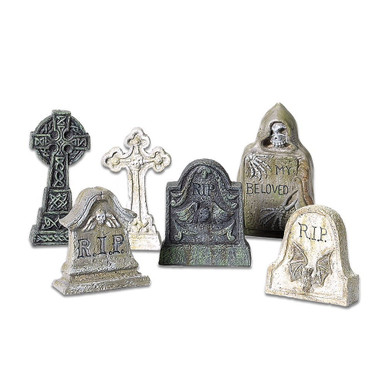 Department 56 Halloween Village Accessories - Tombstones, Set of 6 (56.53065)
