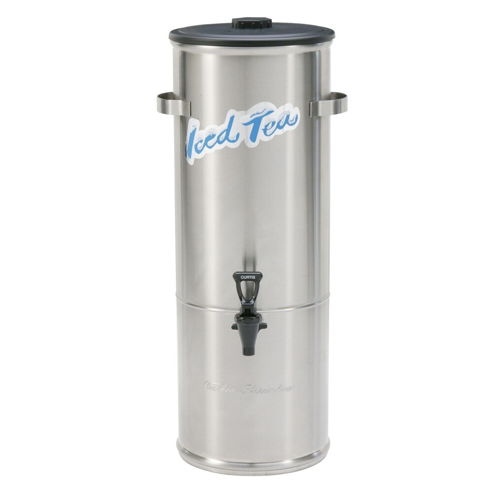 Curtis TC-5HS Round Low Profile Stainless Steel 5 Gallon Iced Tea Dispenser with Stainless Steel Lid